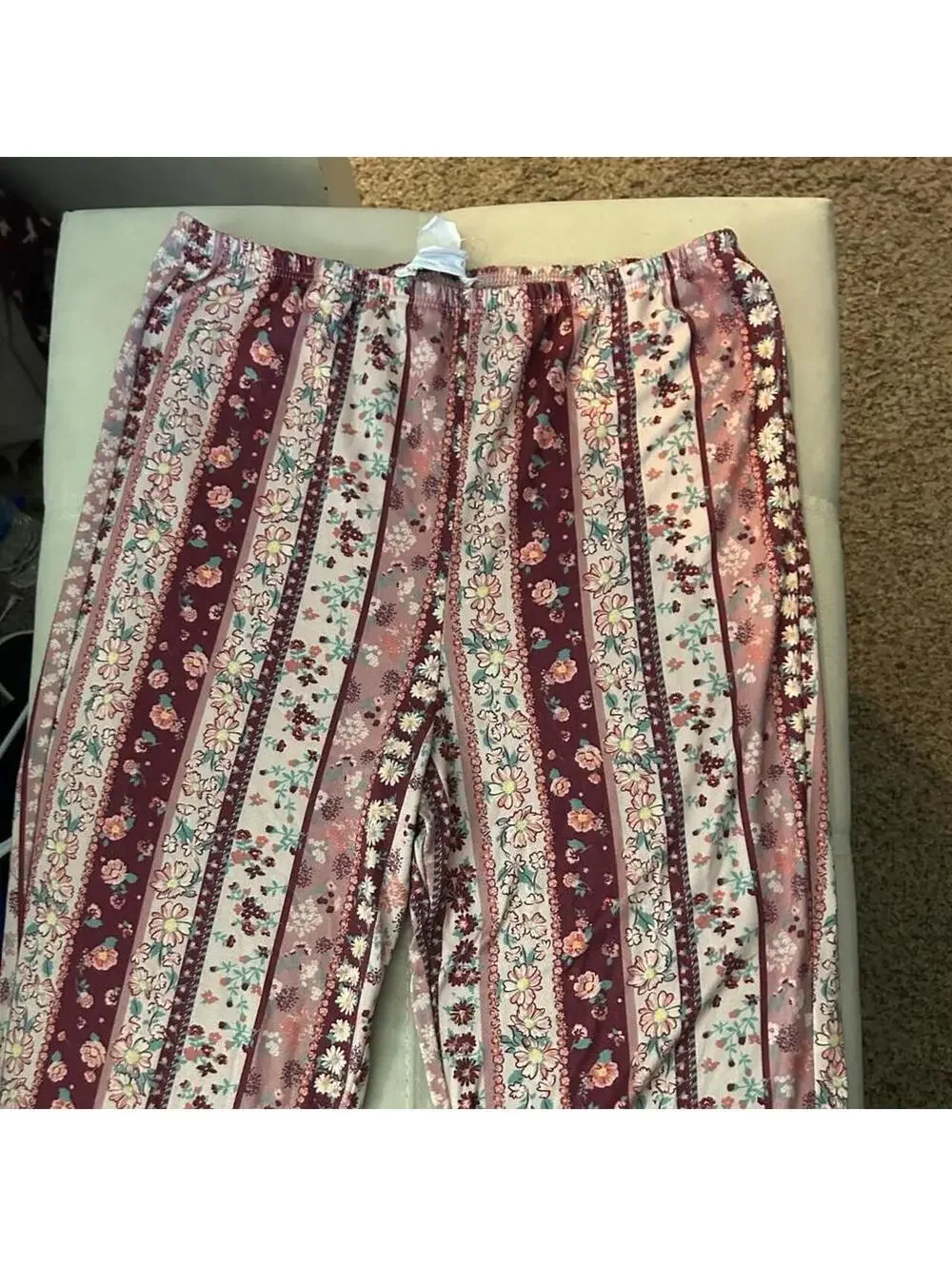 Beautees floral and striped wide leg, flare leggings size YXL or 14-16 years